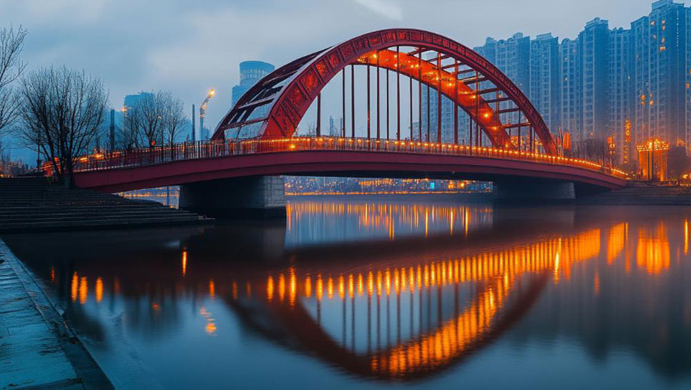 Escenario de construcción de puentes grandes